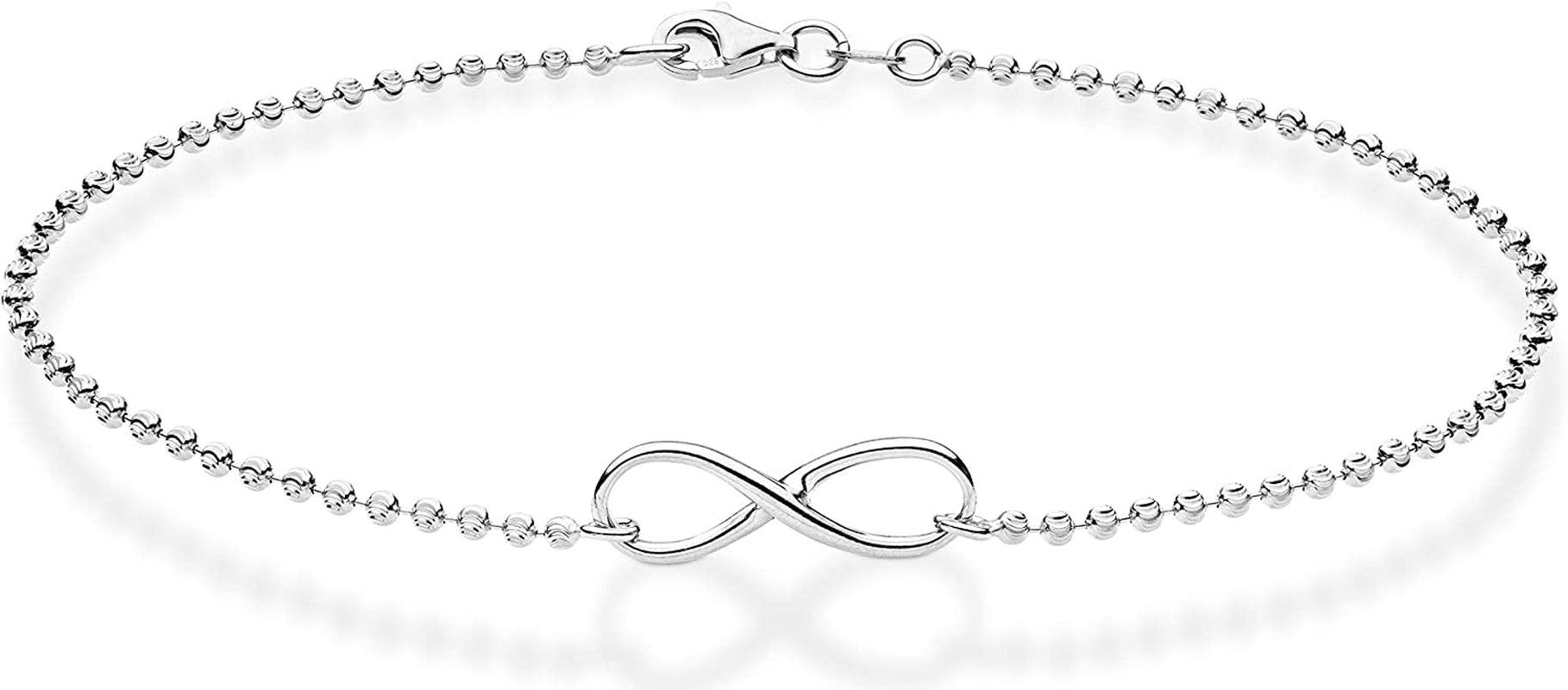 Miabella 925 Sterling Silver or 18Kt Yellow Gold over Silver Diamond-Cut Infinity Beaded Ball Chain Anklet Ankle Bracelet for Women Teen Girls, Made in Italy Apparel & Accessories > Jewelry > Anklets Miabella sterling silver Length 9 Inches (X-Small)