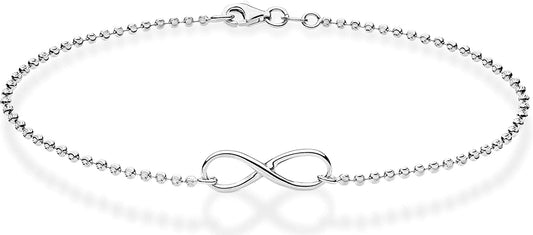 Miabella 925 Sterling Silver or 18Kt Yellow Gold over Silver Diamond-Cut Infinity Beaded Ball Chain Anklet Ankle Bracelet for Women Teen Girls, Made in Italy Apparel & Accessories > Jewelry > Anklets Miabella sterling silver Length 9 Inches (X-Small)