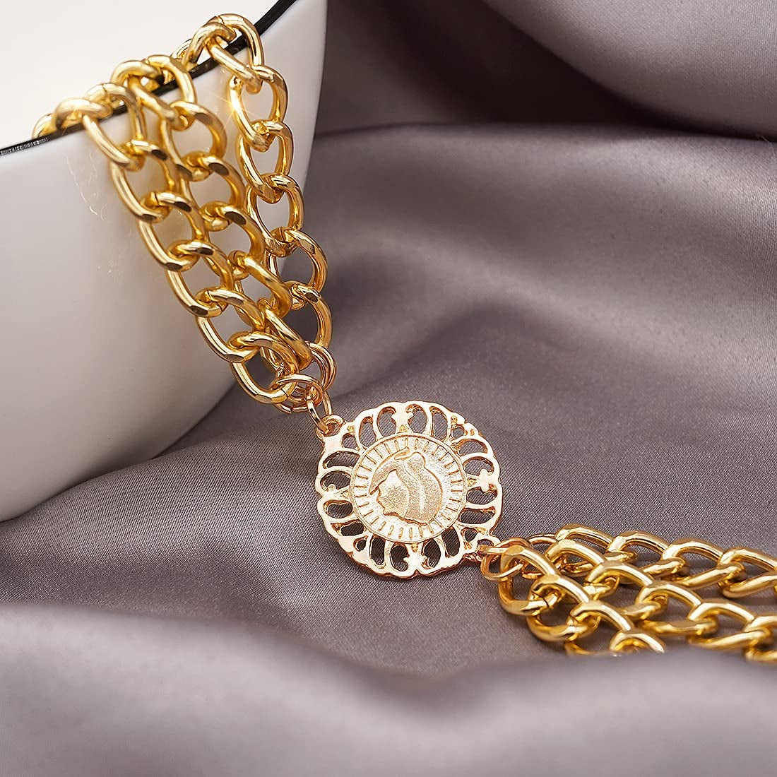 Glamorstar Multilayer Chain Belt Body Chain for Women Boho Waist Belt Belly Chain Bikini Chain Apparel & Accessories > Jewelry > Body Jewelry Glamorstar