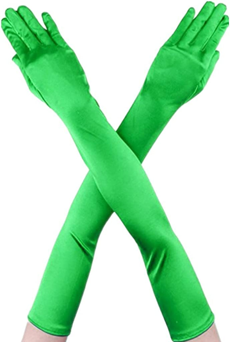 Dreamhigh Womens 22 " Finger Mittens over Elbow Long Black /White Evening Gloves Apparel & Accessories > Clothing Accessories > Gloves & Mittens DreamHigh Green