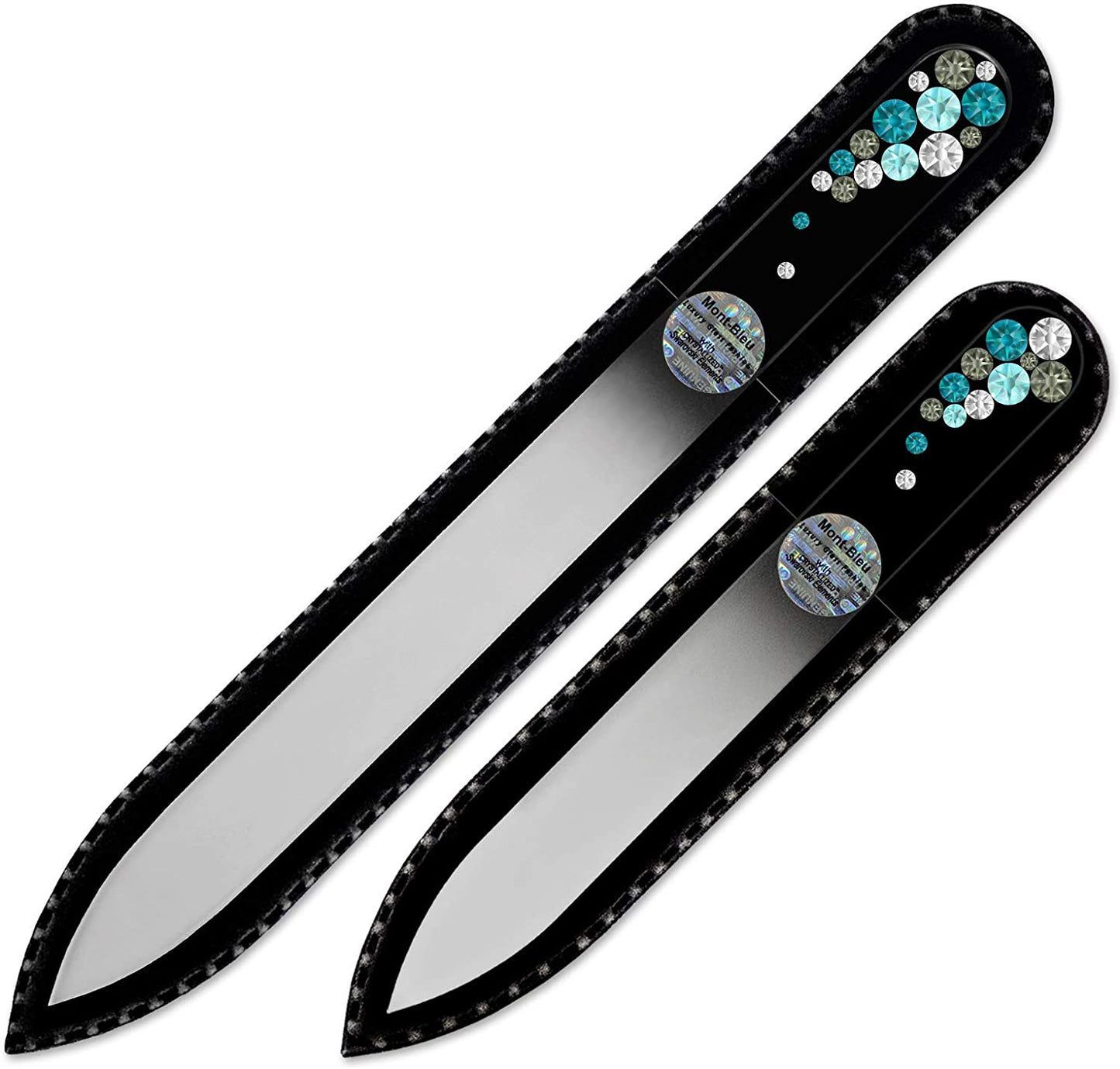 Best Gifts for Women - Mont Bleu Set of 2 Glass Nail Files Hand Decorated with Crystals - Handmade Gifts - Nail Filer Kit - Excellent Nail Filing Tools - Washable Nail Files Health & Beauty > Personal Care > Cosmetics > Cosmetic Tools > Nail Tools Mont Bleu Turquise