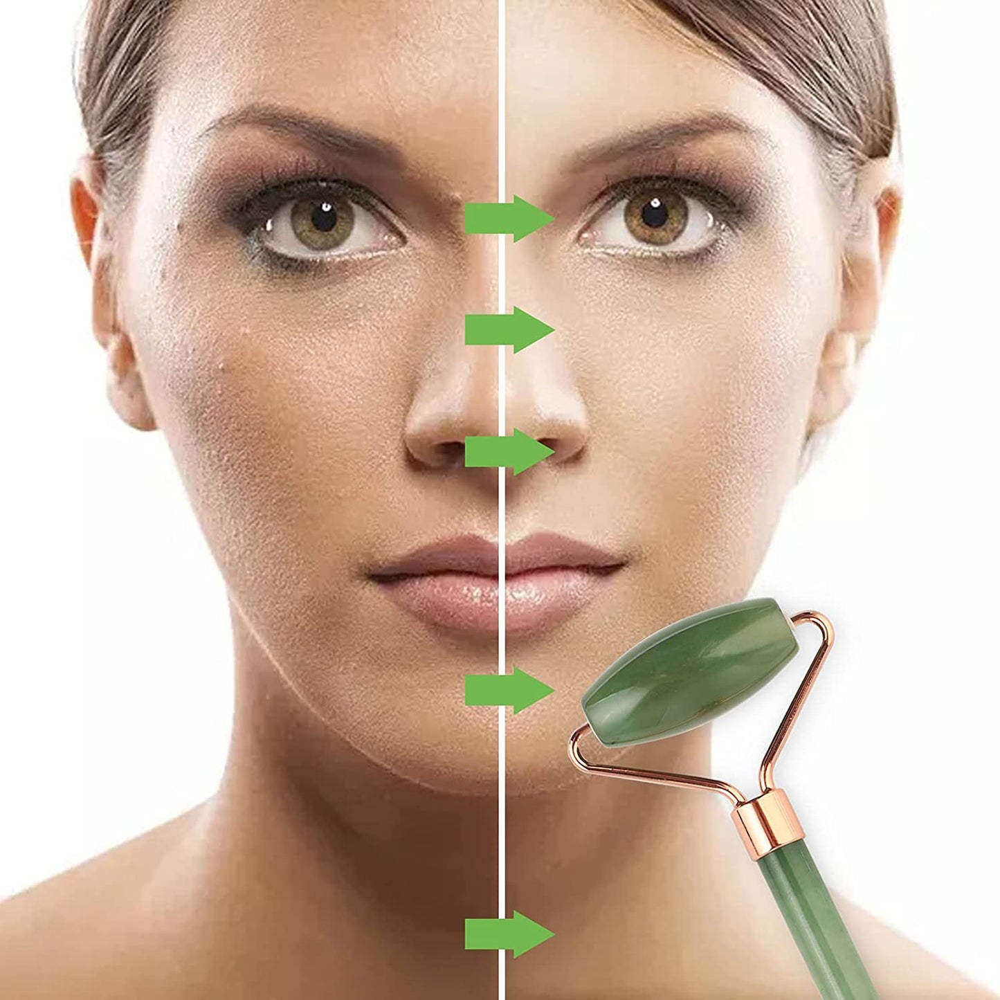 Jade Roller and Gua Sha, Natural Face Jade Roller, Anti-Aging Facial Beauty Roller Skin Care Tools for Face, Eyes, Neck, Body Muscle Relaxing and Relieve Fine Lines and Wrinkles,With Mask Brush(Green) Health & Beauty > Personal Care > Cosmetics > Cosmetic Tools > Skin Care Tools LEASEN