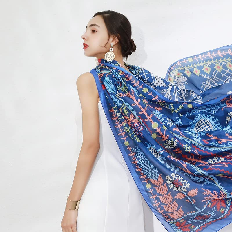 DANA XU Women'S Mulberry Satin Silk Fashion Summer Shawls Large Size Floral Scarf Oversize Soft Wraps for Evening Dresses Apparel & Accessories > Clothing Accessories > Scarves & Shawls DANA XU