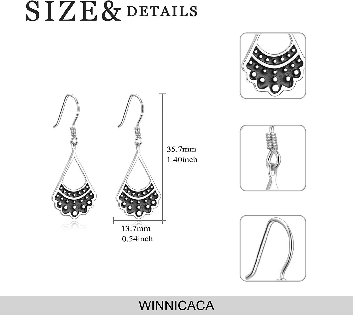 WINNICACA RBG Dissent Collar Earrings Sterling Silver Dangle Drop Hook Earrings Jewelry Gifts for Fans Women, Gold Plated Apparel & Accessories > Jewelry > Earrings WINNICACA