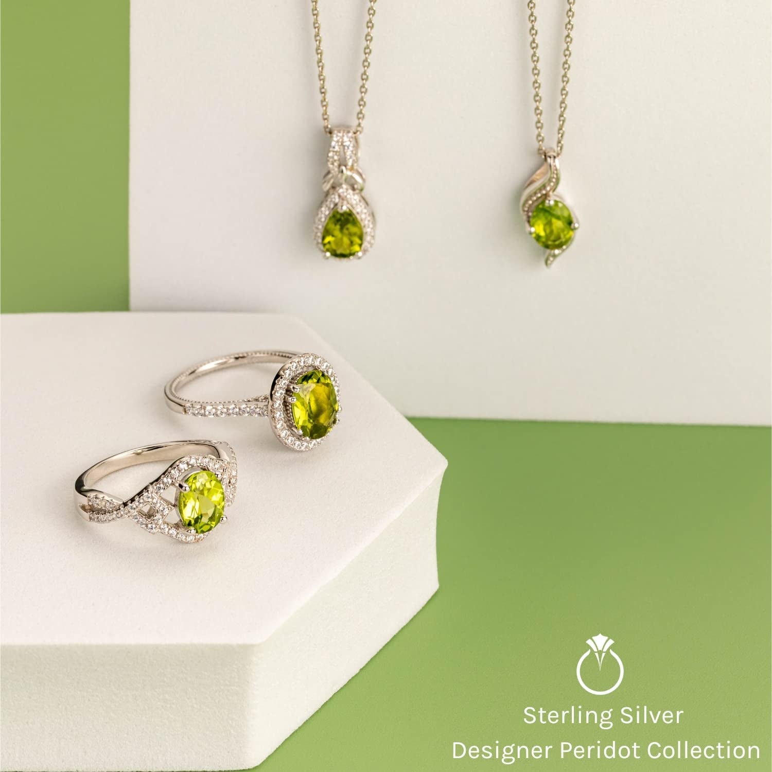 Peora Peridot Stud Earrings 925 Sterling Silver, Solitaire Scroll Gallery, Natural Gemstone Birthstone, 1.50 Carats Total Trillion Shape 6Mm, Friction Backs Apparel & Accessories > Jewelry > Earrings Peora
