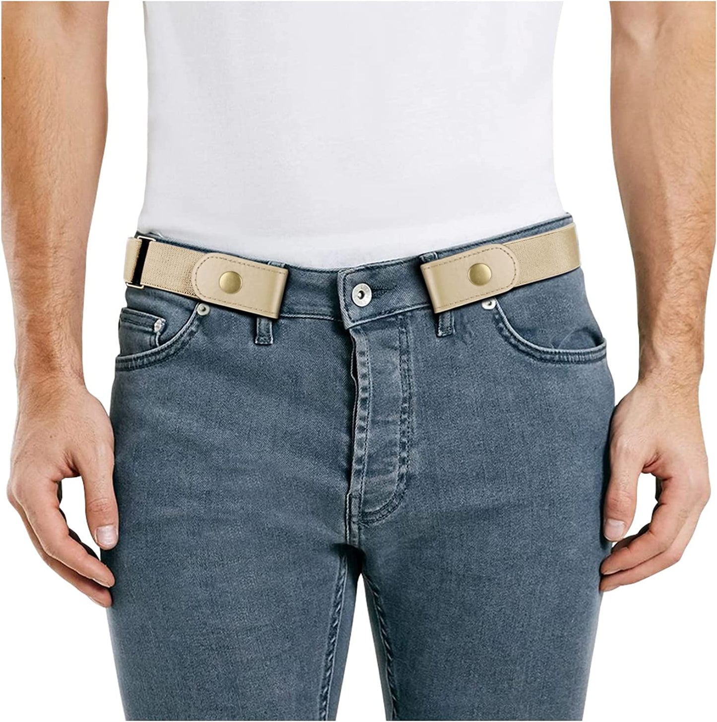 No Buckle Stretch Women Belt for Jeans Pants, Elastic Buckle Free Invisible Belts for Men up to 48 Inches by WHIPPY Apparel & Accessories > Clothing Accessories > Belts WHIPPY 3-creamy White Small Size: 22"-36"