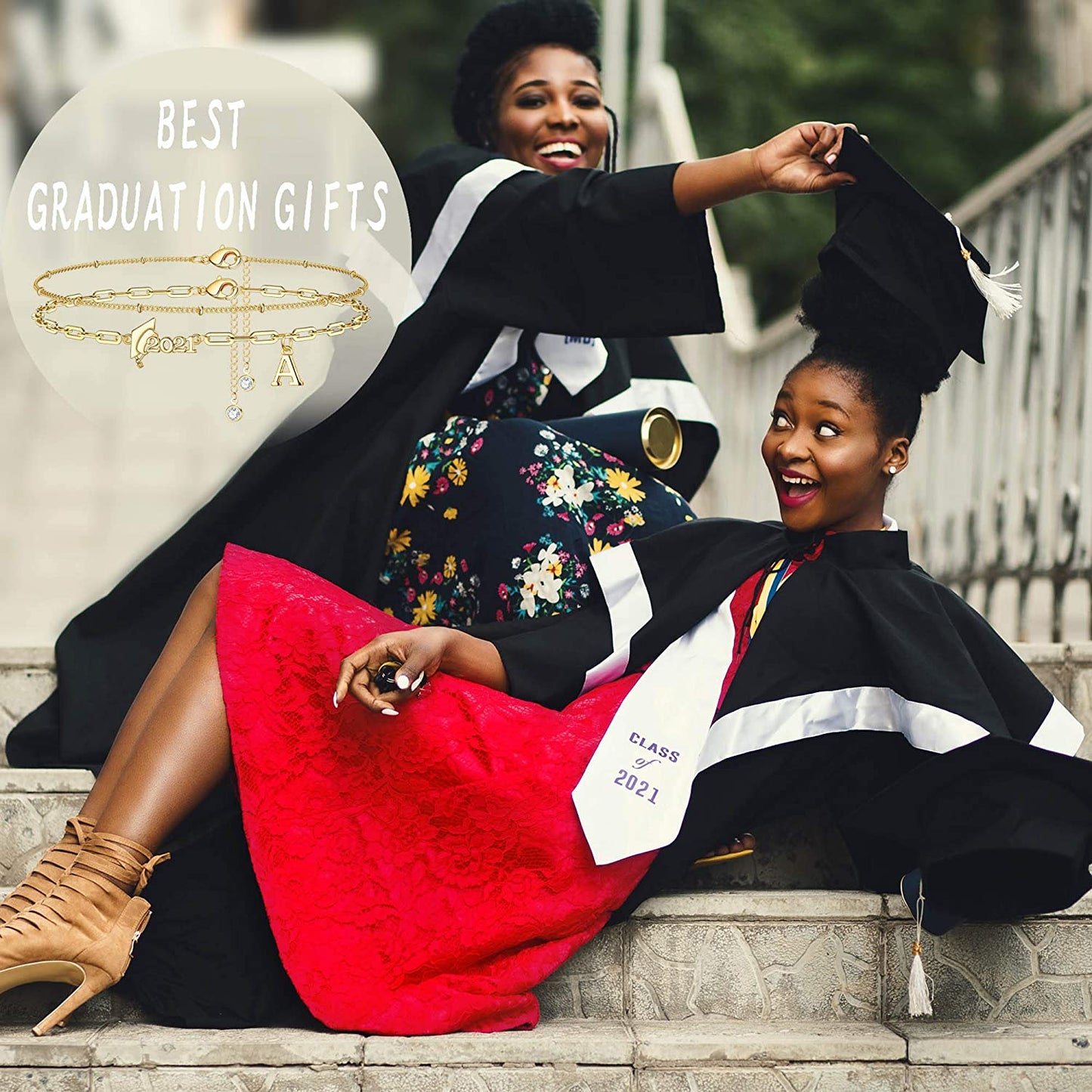 Graduation Gifts for Her 2022 Ankle Bracelets, 14K Gold Plated Inspirational Layering Initial Ankle Bracelets College Graduation Gifts for Her Him Layered Gold Anklets for Women Friendship Gifts Apparel & Accessories > Jewelry > Anklets Yoosteel