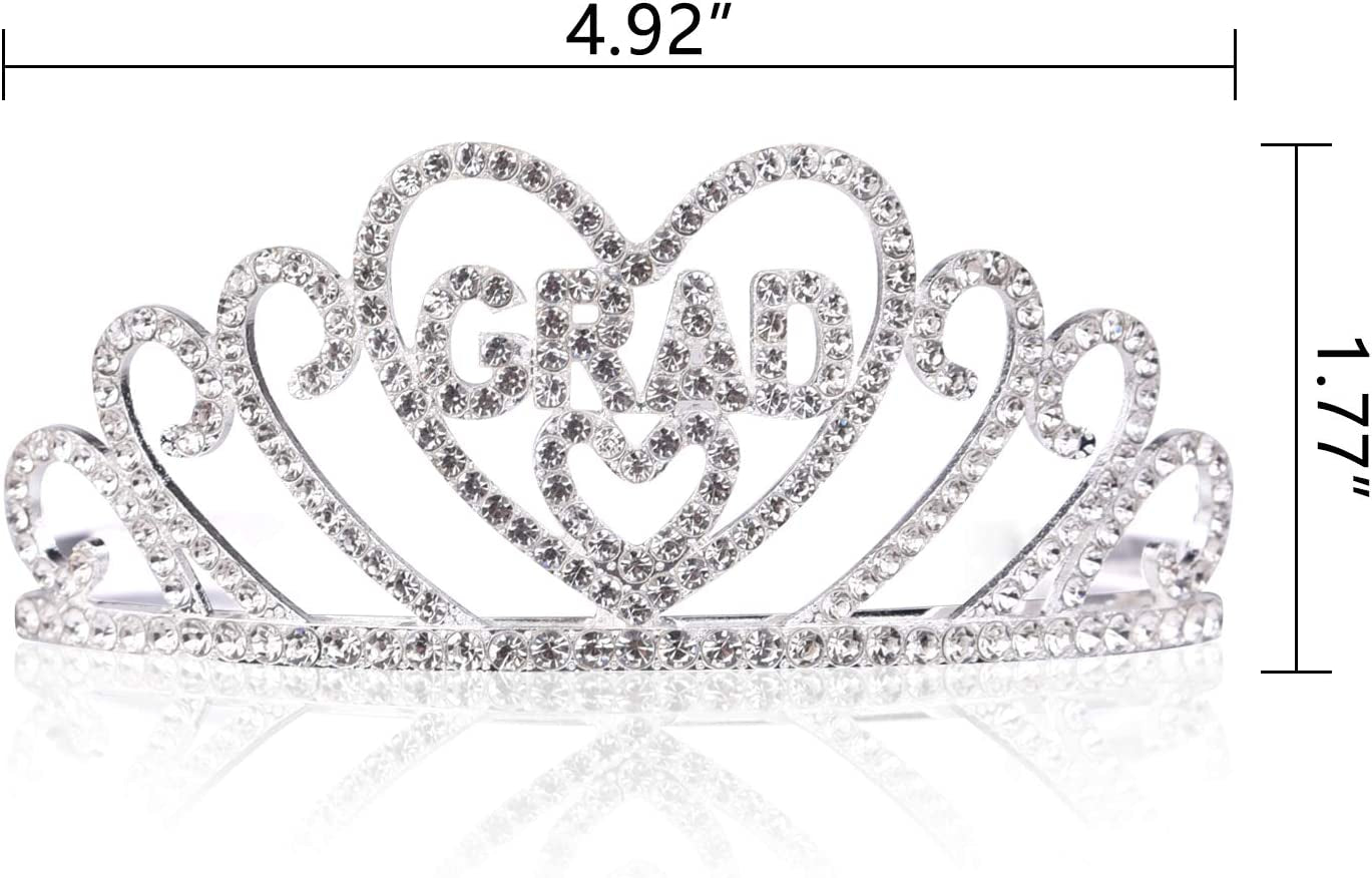 FEPITO 1Pcs Graduation Princess Grad Tiara and 1Pcs Graduated Sash for Grad Party Gift Idea Graduation Party Decorations Apparel & Accessories > Clothing Accessories > Sashes FEPITO
