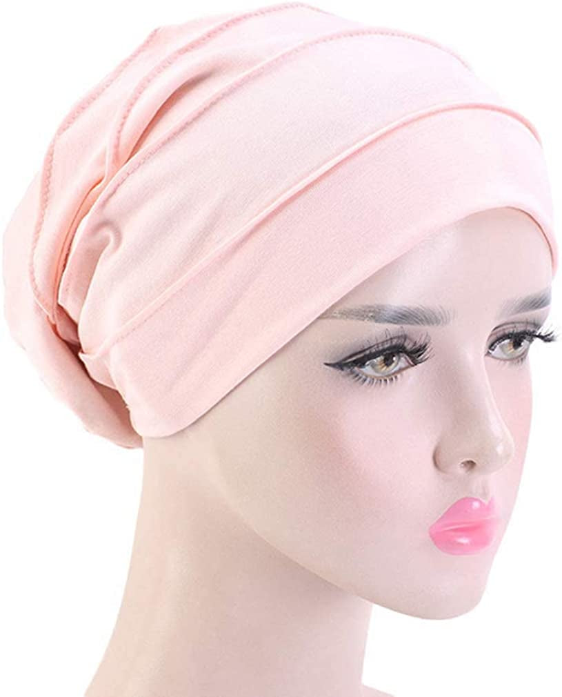 Ever Fairy 3 Colors Chemo Cancer Head Scarf Hat Cap Ethnic Cloth Print Turban Headwear Women Women'S Ruffle Beanie Scarf (Black+Gray+Pink) Apparel & Accessories > Clothing Accessories > Headwear Ever Fairy