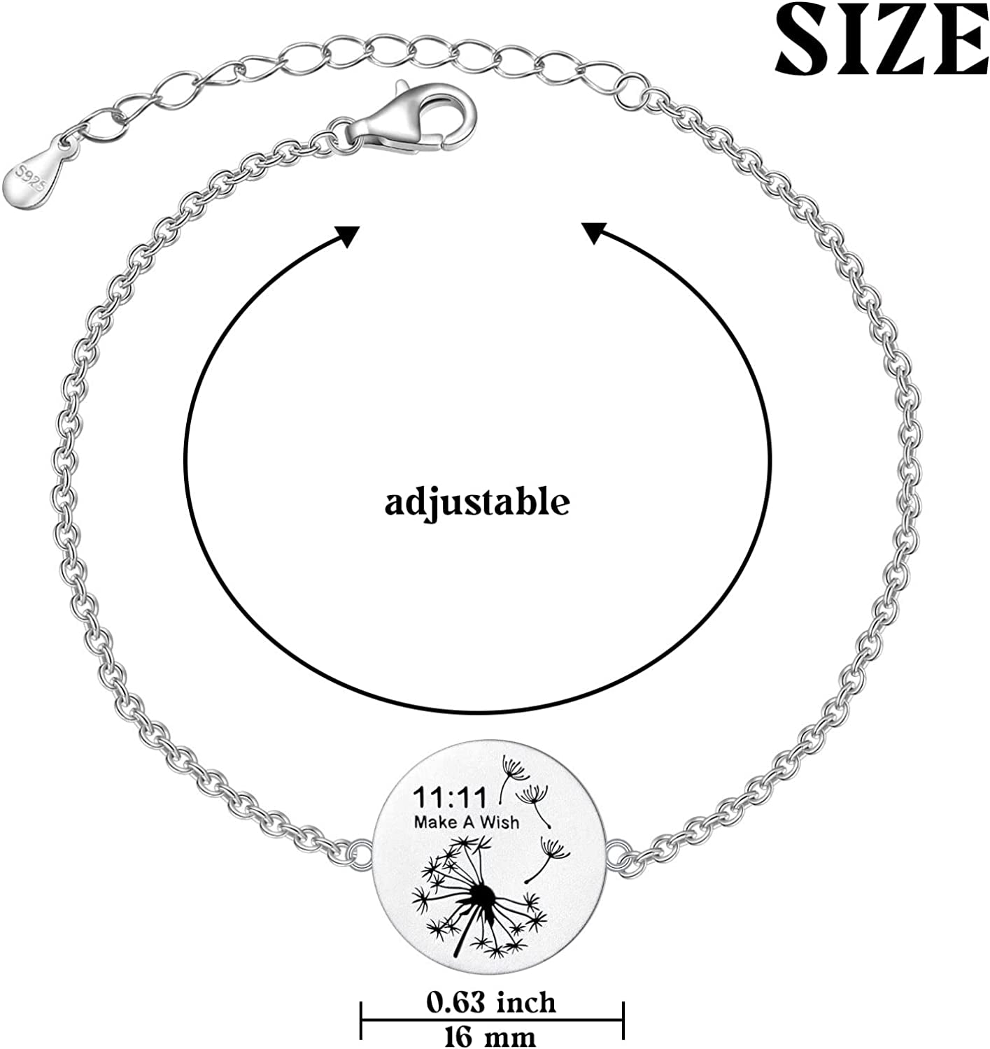 Dandelion Earrings Drop Earrings/Adjustable Ring 925 Sterling Silver Dangle Earrings for Women Apparel & Accessories > Jewelry > Anklets Yearace