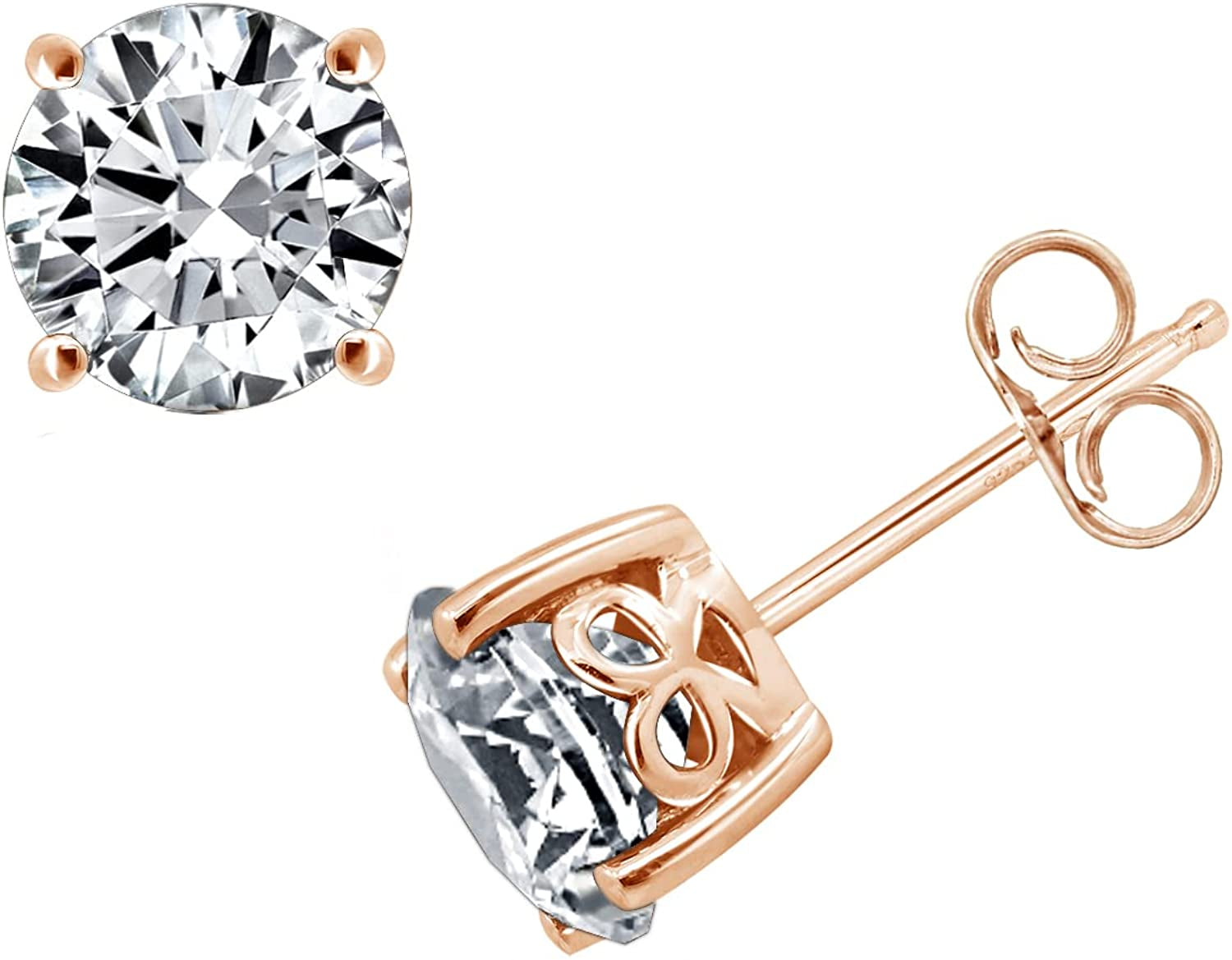 Collection Platinum or Gold Plated Sterling Silver Round-Cut Stud Earrings Made with Infinite Elements Zirconia Apparel & Accessories > Jewelry > Earrings Amazon Collection Rose-gold-plated 3 cttw