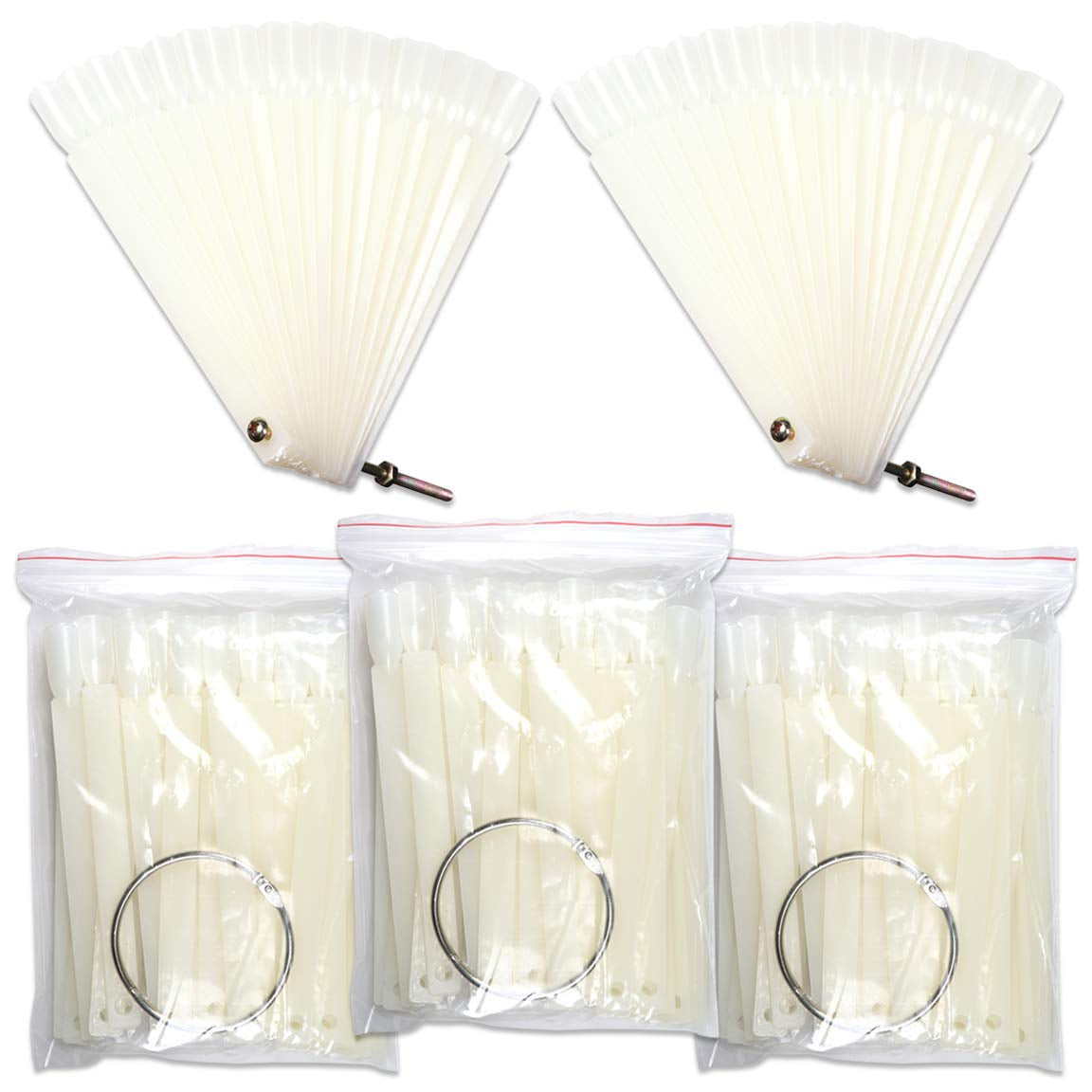 Beauticom® 50 Clear Acrylic False Tip Sticks with Metal Ring Holders Fan-Shaped Nail Art Display Chart Practice Tips Tool - 50 Tips Health & Beauty > Personal Care > Cosmetics > Cosmetic Tools > Nail Tools Beauticom Tips Chart Fan (Natural) 50 Count (Pack of 5)