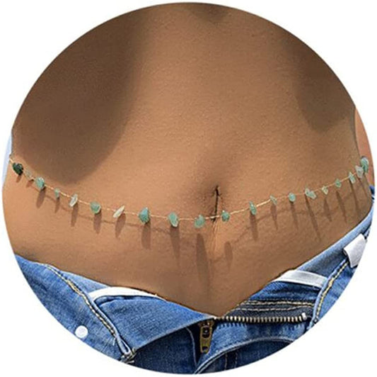 Boho Beads Waist Belly Chain Colorful Turquoise Butterfly Bead Belly Chain for Women Girls Summer Beach Bikini African Waist Body Chain Jewelry Apparel & Accessories > Jewelry > Body Jewelry NIQIPOK Gold