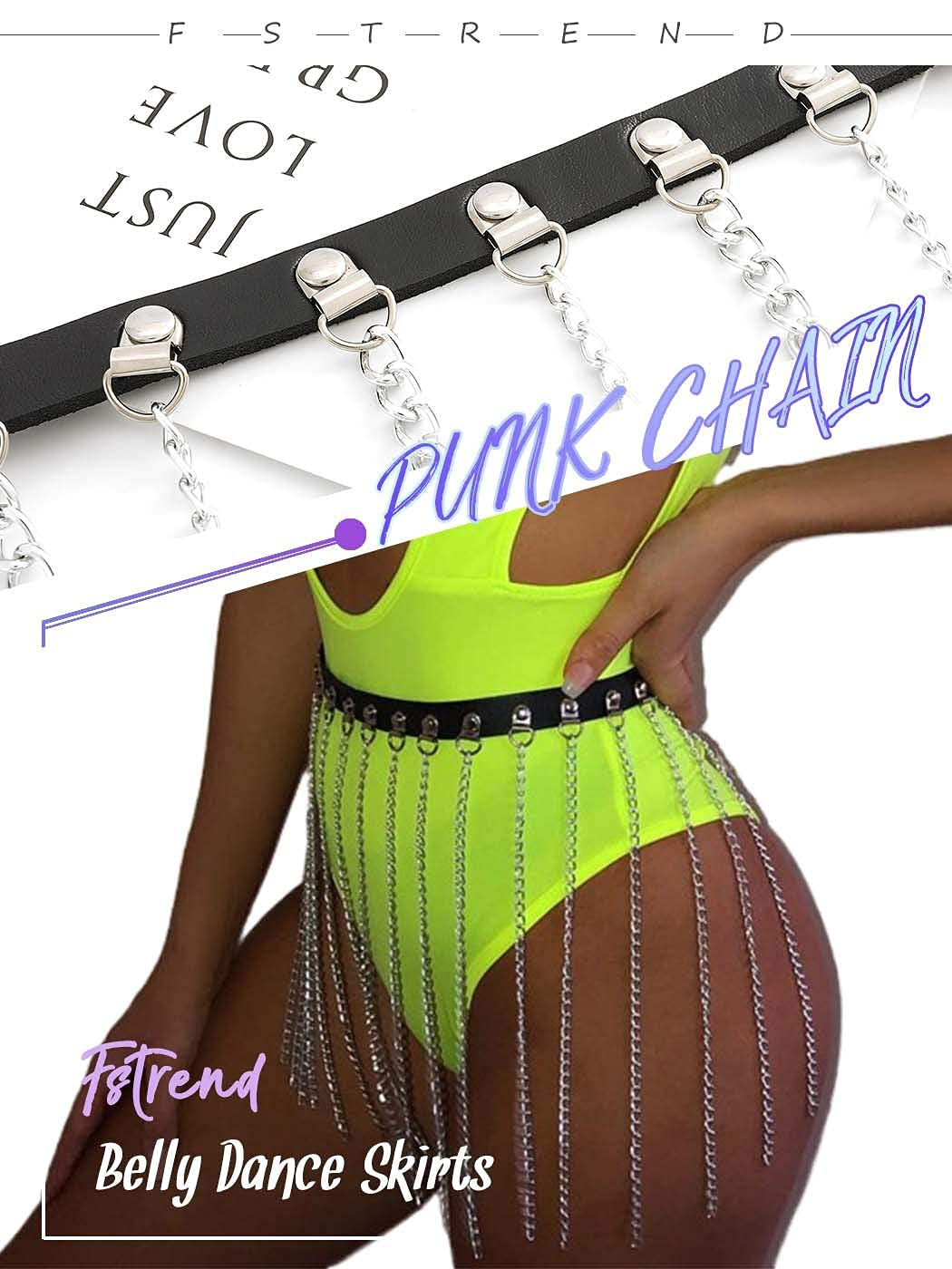 Fstrend Punk Tassel Body Chains Belly Dance Skirts Bikini Summer Beach Hip Waist Chain Nightclub Jewelry Accessories for Women and Girls (Black) Apparel & Accessories > Jewelry > Body Jewelry Fstrend