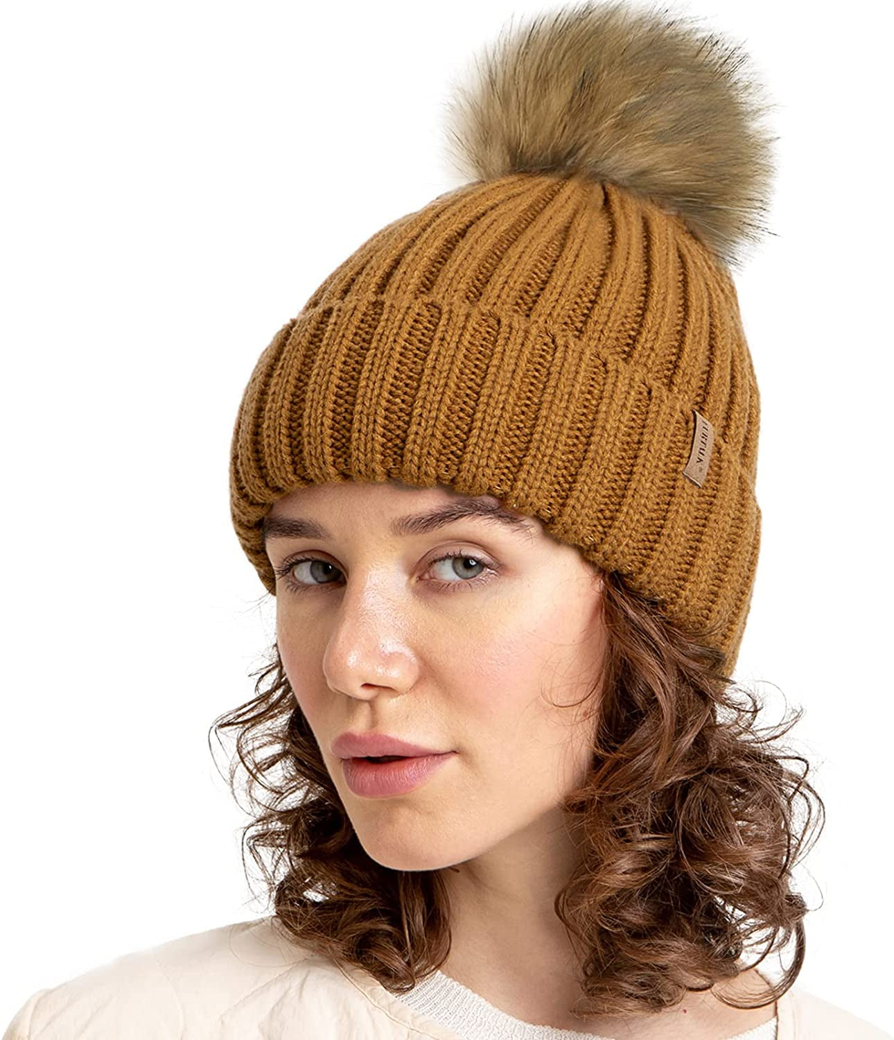 FURTALK Womens Winter Knitted Beanie Hat with Faux Fur Pom Warm Knit Skull Cap Beanie for Women… Apparel & Accessories > Clothing Accessories > Hats KYLIE MAX