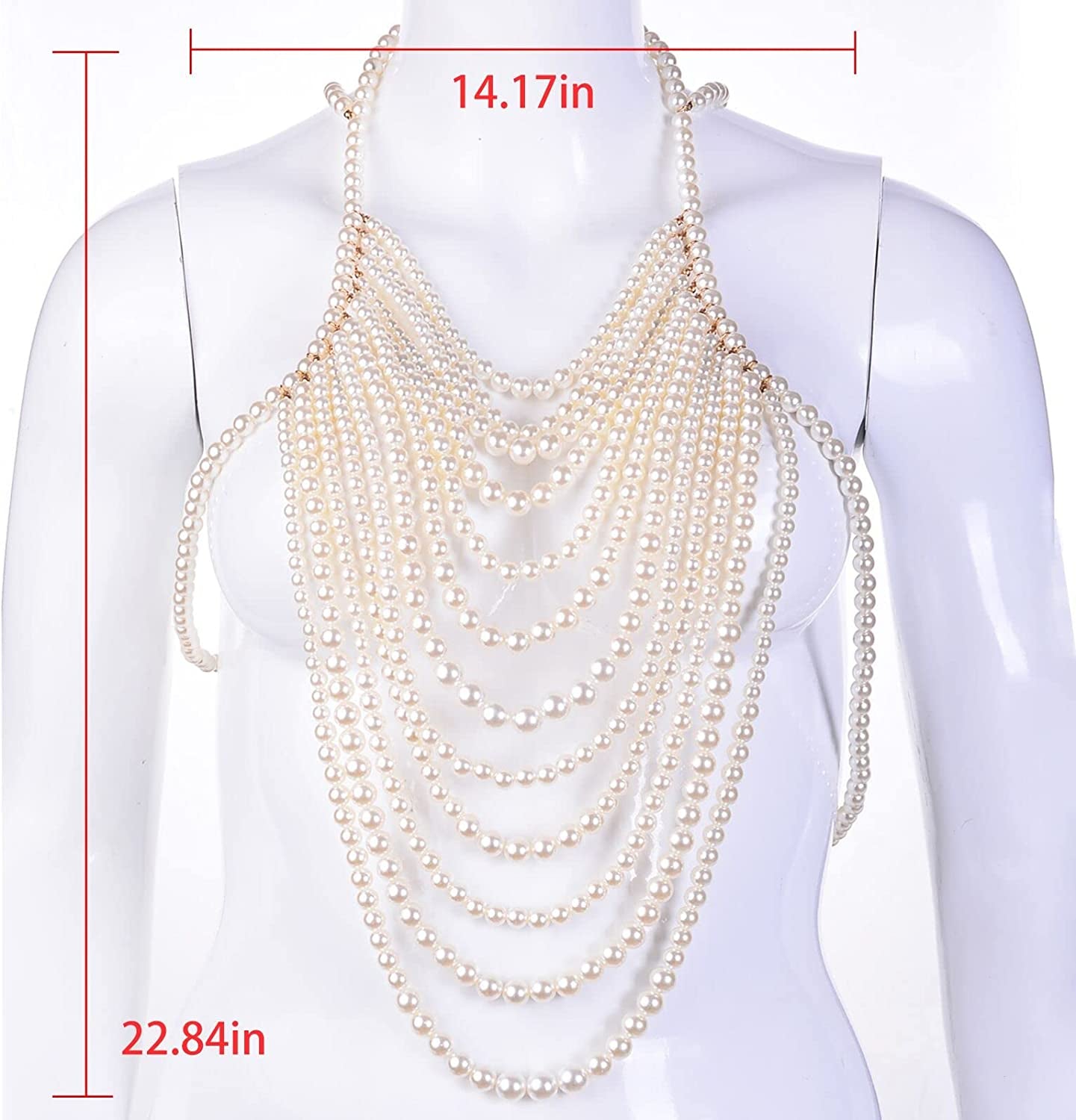 BELLULULU Women'S Pearl Body Chain Bra Sexy Bikini Body Chain-Shoulder Necklace Paris Fashion Body Chain Jewelry Show Apparel & Accessories > Jewelry > Body Jewelry BELLALULU