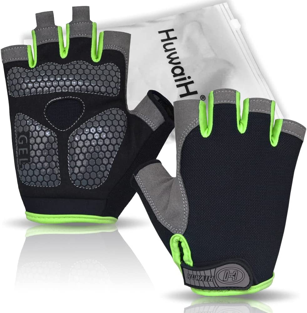 Huwaih Cycling Gloves for Men/Women anti Slip Shock Absorbing Biking Gloves Half Finger Gel Pad Bicycle Gloves Breathable Bike Gloves Apparel & Accessories > Clothing Accessories > Gloves & Mittens HuwaiH