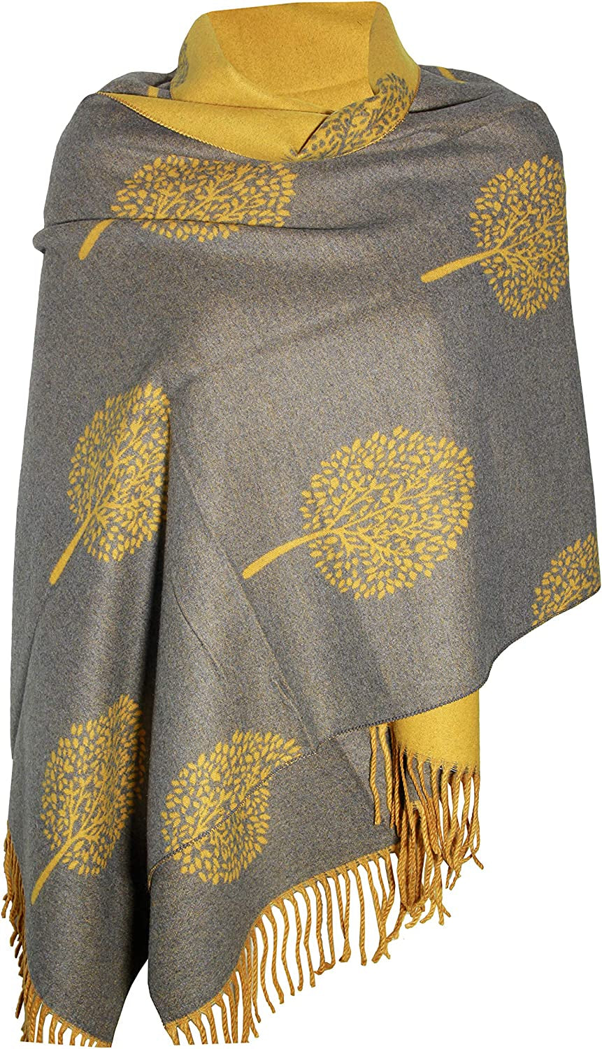 Tibet MUERD GREY LUXURY Cashmere Scarf Mulberry Tree Print Reversible Super Soft Winter Shawl Unisex TRENDY TREE PRINT SCARF Xmas Gift for Him HER Everyone,Green Apparel & Accessories > Clothing Accessories > Scarves & Shawls Tibet