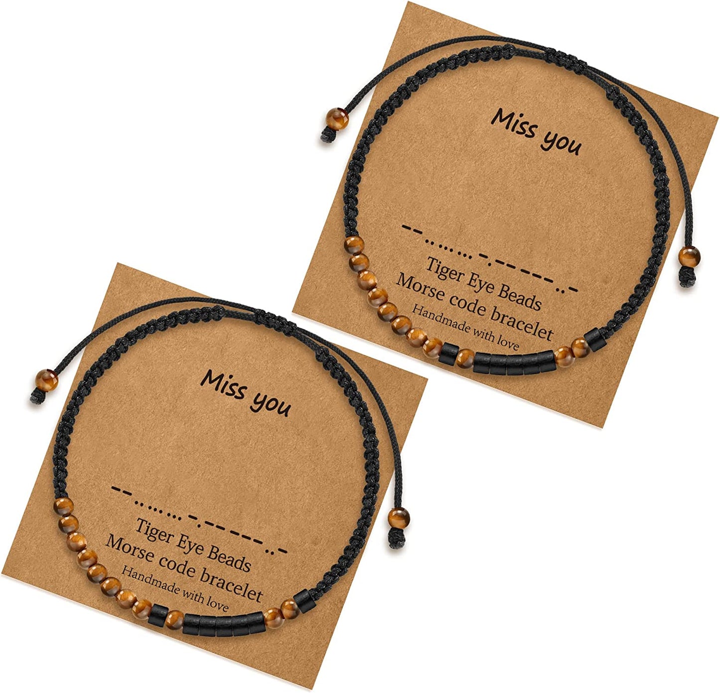 Morse Code Bracelets for Women Gifts, Adjustable 2Pcs Tiger Eye Beads Friendship Bracelets Gifts for Best Friend Women Girls Sister Funny Inspirational Birthday Friendship Gifts for Women Jewelry Apparel & Accessories > Jewelry > Bracelets MONOZO Miss you