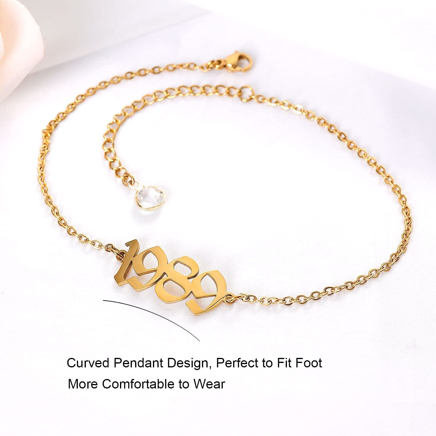 JYUEDA Birth Year Anklet Bracelet for Women,Beach Foot Chain Cute Ankle Bracelet,14K Gold Plated Anklets for Women Teen Girls Apparel & Accessories > Jewelry > Anklets JYUEDA