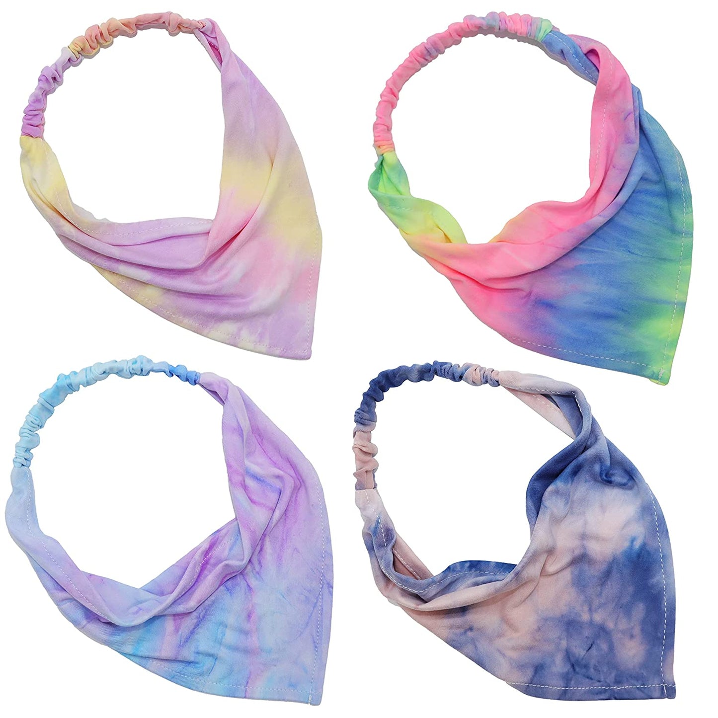 FROG SAC 4 Tie Dye Scarf Headbands for Girls, Tie-Dye Bandana Headband Hair Accessories for Kids, Hair Kerchiefs for Teens, Soft Stretch Girl Head Bands, Cottagecore Boho Bandanas Scarves Apparel & Accessories > Clothing Accessories > Bandanas & Headties FROG SAC Tie Dye