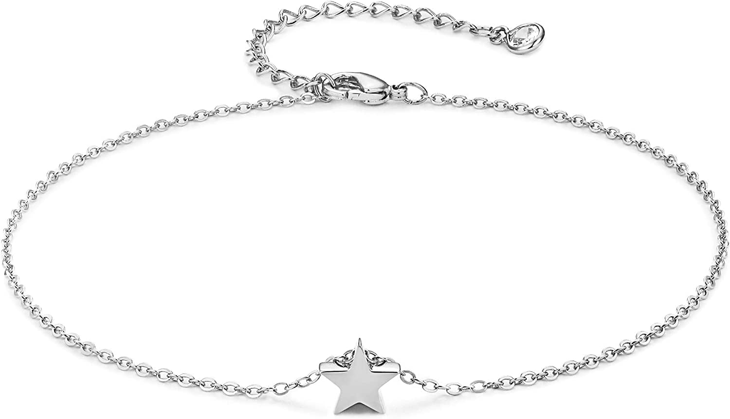Mevecco Gold Evil Eye Charm Anklet,14K Gold Plated Boho Beach Dainty Cute Tiny Lucky Star Foot Chain Ankle Bracelet Silver Beaded Chain Anklet for Women Apparel & Accessories > Jewelry > Anklets MEVECCO Silver Star