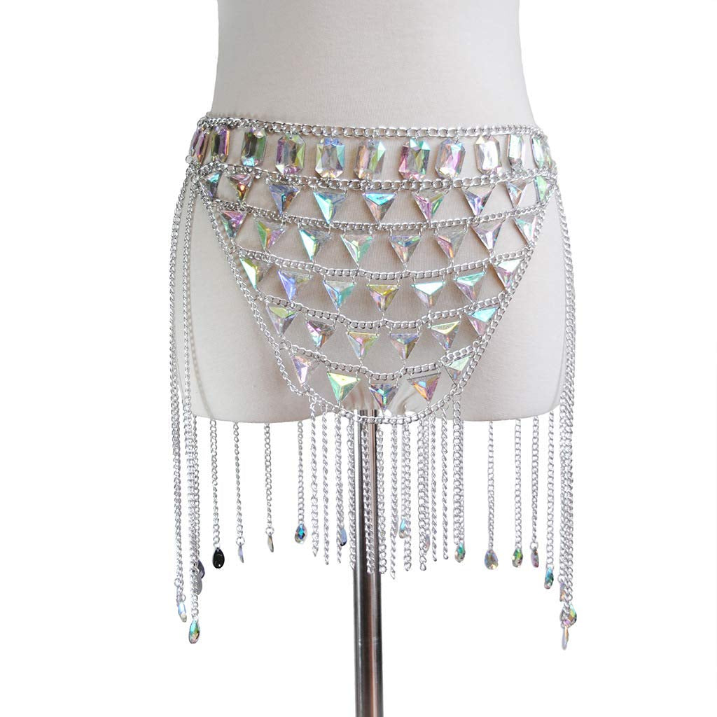 Victray Silver Waist Chain Beach Body Chains Fashion Waist Jewelry Rave Body Accessories for Women and Girls Apparel & Accessories > Jewelry > Body Jewelry Victray