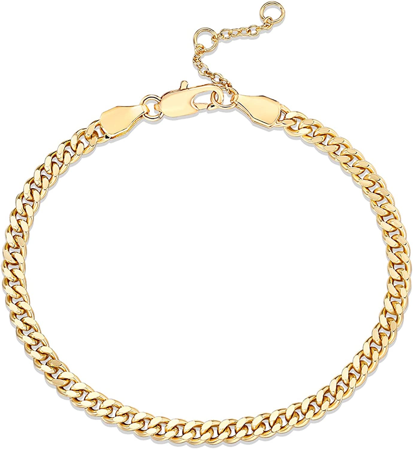 PAVOI 14K Gold Plated Paperclip/Curb/Figaro Chain Adjustable Bracelet for Women Apparel & Accessories > Jewelry > Bracelets PAVOI Curb-M yellow gold plated
