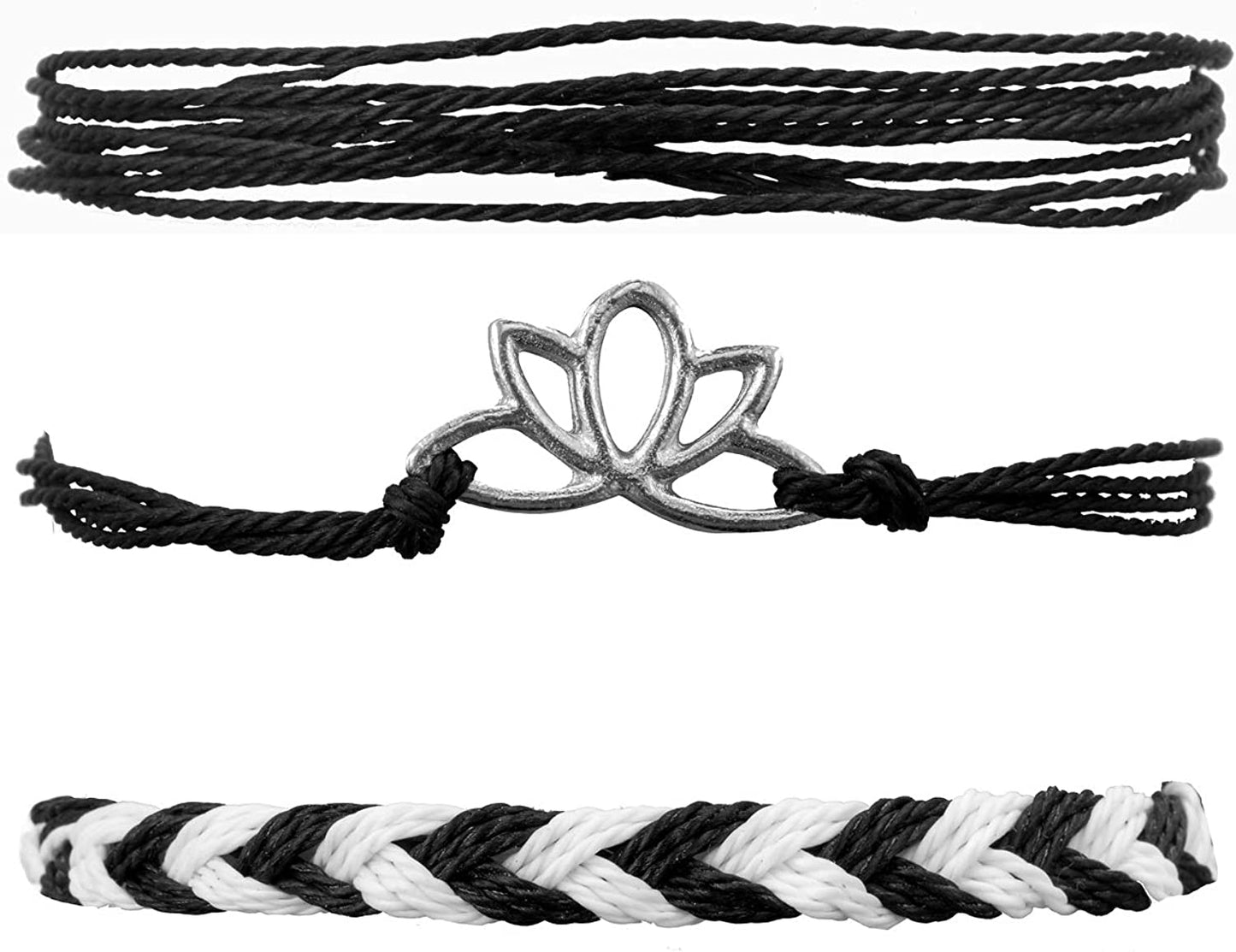 Softones VSCO String Wave Bracelets for Women Girls Handmade Colorful Waterproof Adjustable Braided Beach Bracelet Set for Women Apparel & Accessories > Jewelry > Bracelets Softones K:3Pcs lotus Flower