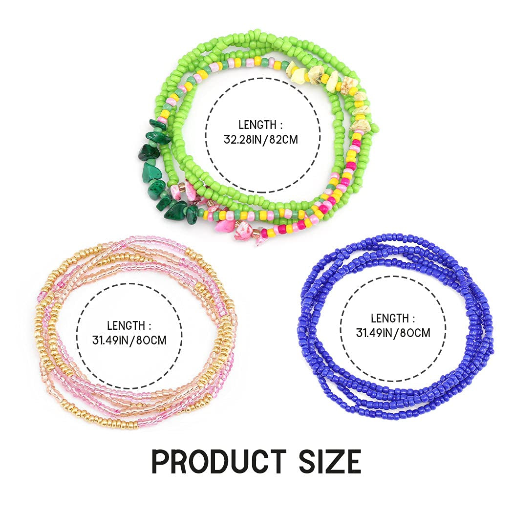 Werhonton African Waist Beaded Colourful Layered Body Chain Beach Belly Jewelry for Women and Girls Apparel & Accessories > Jewelry > Body Jewelry Werhonton