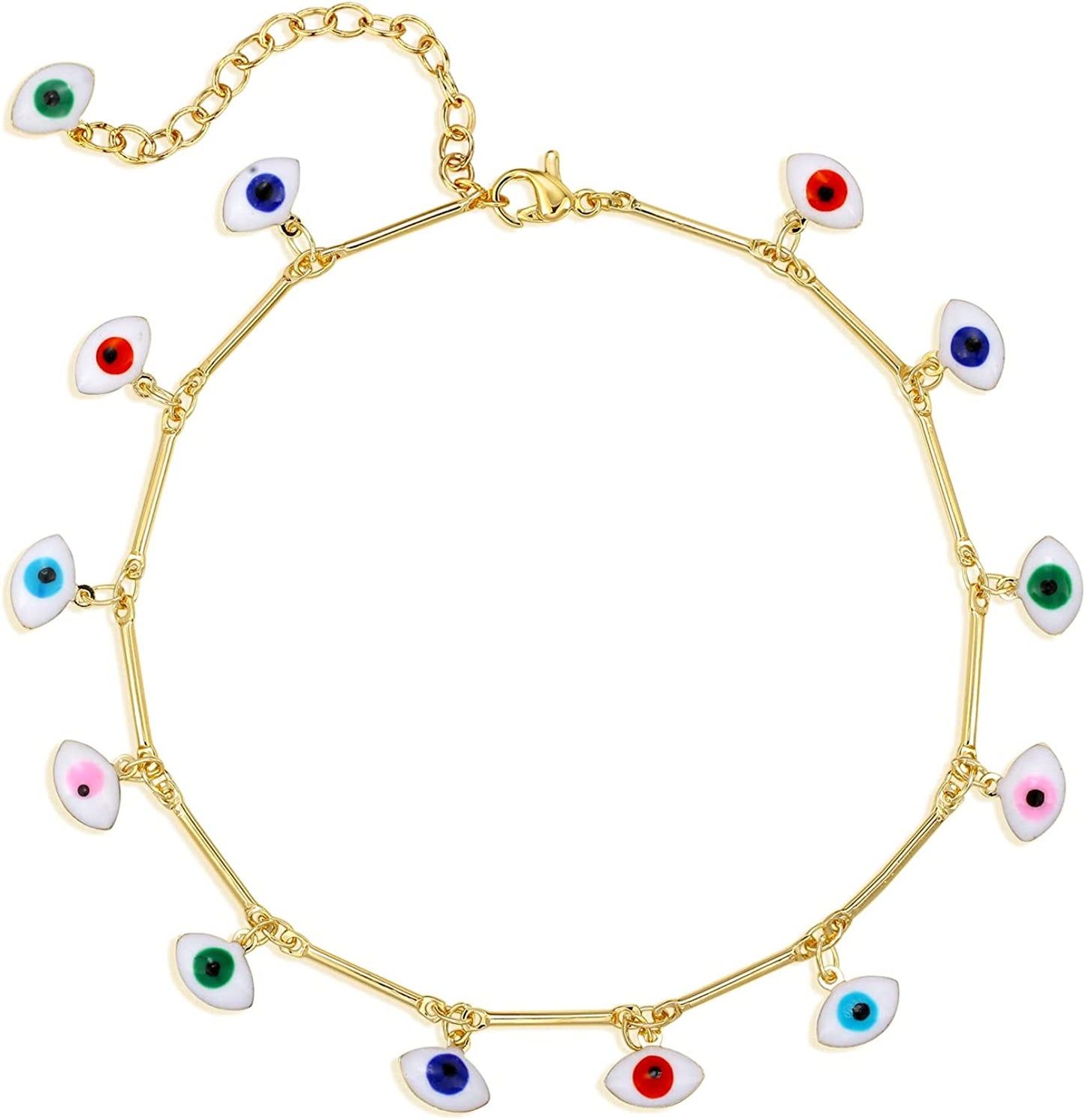 Dremmy Studios Simple Gold Chain Anklet,14K Gold/Silver Plated Dainty Summer Beach Anklets for Women Apparel & Accessories > Jewelry > Anklets DREMMY STUDIOS Bamboo eyes