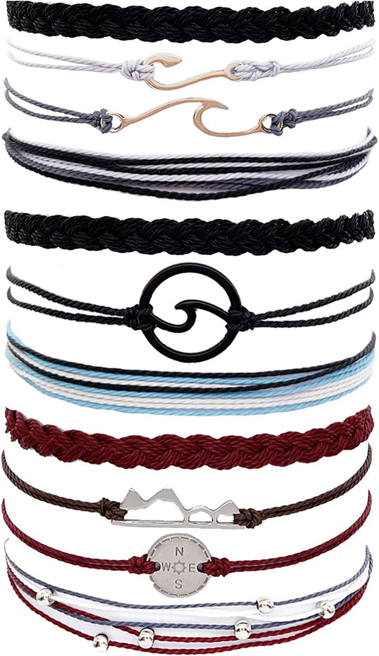 HUASAI Vsco String Bracelets for Teen Girls Women Waterproof Boho Rope Bracelets Wave Surfer Bracelets Summer Beach Anklets Apparel & Accessories > Jewelry > Anklets HUASAI Bracelets for Teen Girls