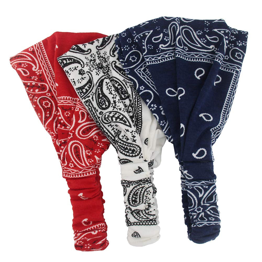 Carede Paisley Bandana Headband for Women with Elastic Yoga Headband Outdoor Hairband Adjustable Turban Headwrap,Pack of 6 Apparel & Accessories > Clothing Accessories > Bandanas & Headties DK
