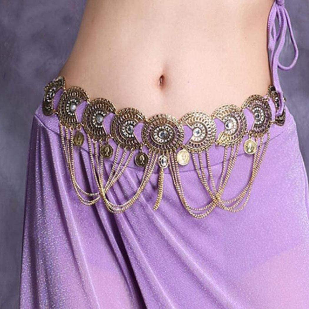 Idealway Vintage Waist Chain Hollow Carving Rhinestone Crystal Body Chain Summer Beach Body Waist Chain Jewelry Apparel & Accessories > Jewelry > Body Jewelry idealway