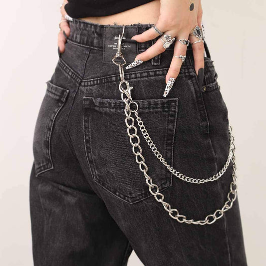 Bomine Hip Hop Pants Jean Chain Goth Punk Silver Trousers Chains Biker Heavy Thick Wallet Pocket Chains Silver Keychains Body Jewelry for Men and Women (Silver) Apparel & Accessories > Jewelry > Body Jewelry Bomine