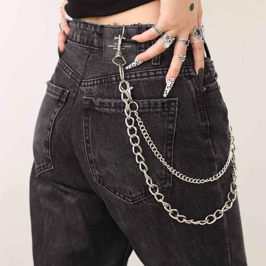 Bomine Hip Hop Pants Jean Chain Goth Punk Silver Trousers Chains Biker Heavy Thick Wallet Pocket Chains Silver Keychains Body Jewelry for Men and Women (Silver) Apparel & Accessories > Jewelry > Body Jewelry Bomine