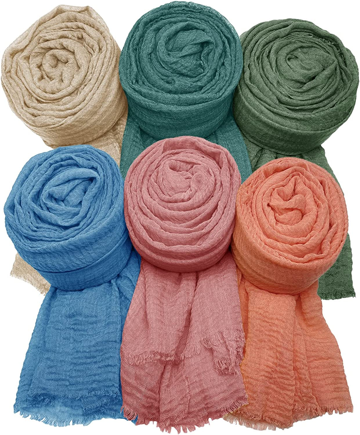MANSHU 6 PCS Women Soft Scarf Shawl Long Scarf, Scarf and Wrap, Big Head Scarf Apparel & Accessories > Clothing Accessories > Scarves & Shawls MANSHU Light Pink, Light Red, Dark Green, Sea Blue, Light Cyan, Beige