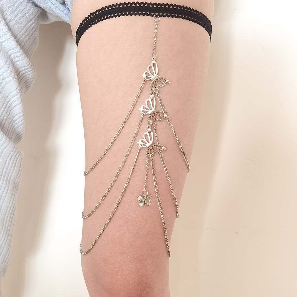 Sexy Body Chain Wavy Snake Leg Chain Jewelry for Women Butterfly Pendant Layered Leg Chain Necklace for Girls Apparel & Accessories > Jewelry > Body Jewelry CHAKRA HEALING REIKI CHR
