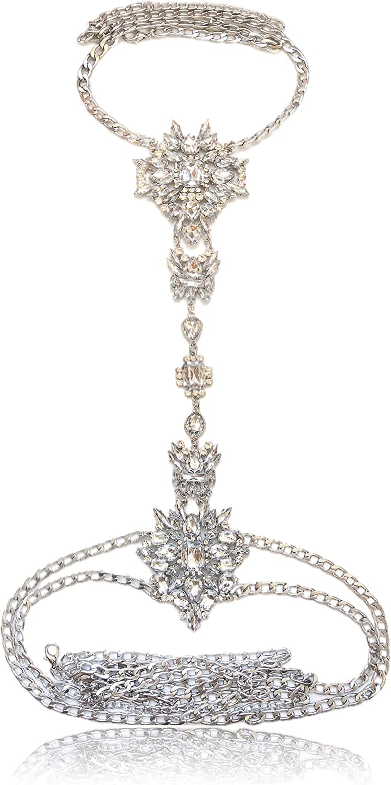 NABROJ Crystal Body Chains Jewelry for Women Sexy Rhinestone Bra plus Size Gold Waist Chest Chain -Shoulder Necklace Festival Body Chain Costume Jewelry Apparel & Accessories > Jewelry > Body Jewelry NABROJ White