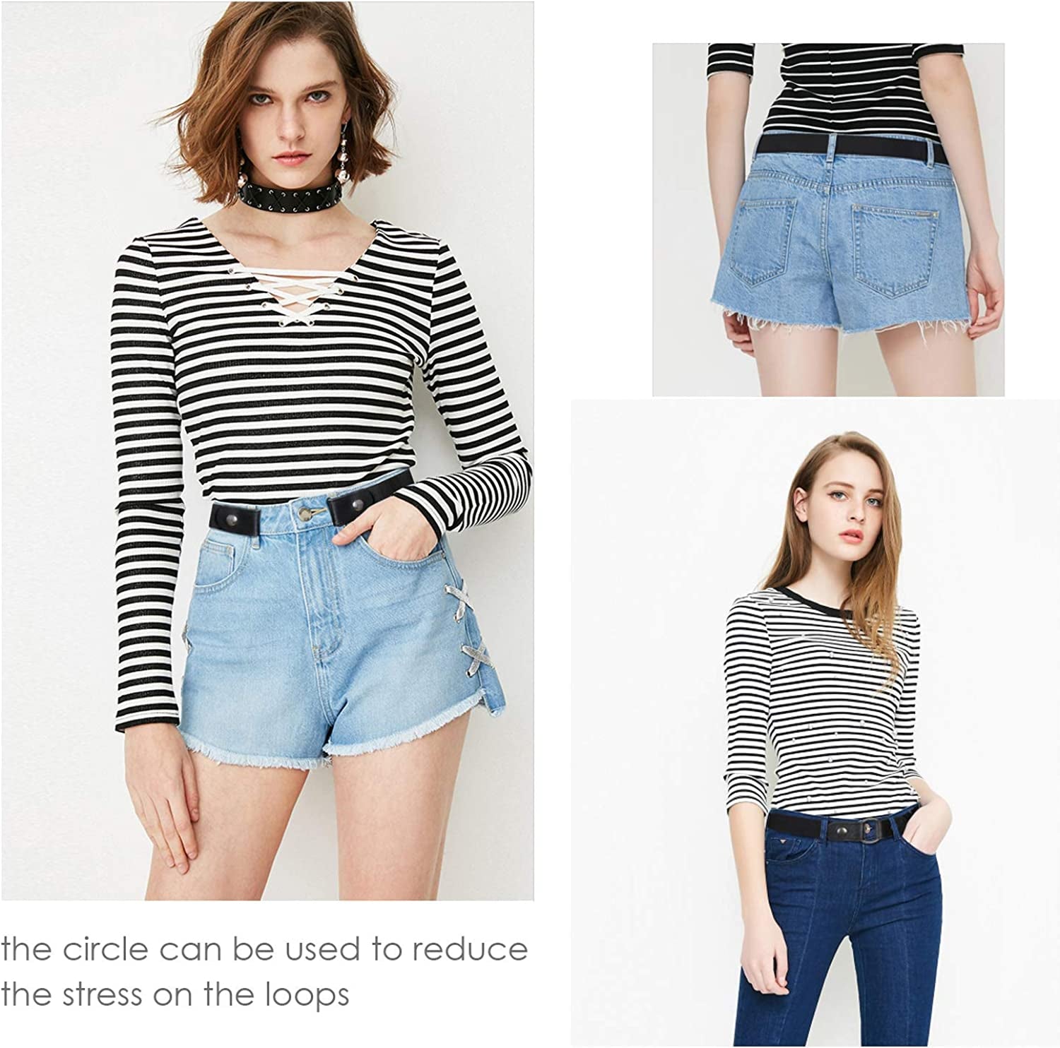 No Buckle Elastic Stretch Belts for Men and Women, Comfortable Invisible Belts for Jeans Pants Apparel & Accessories > Clothing Accessories > Belts SUOSDEY