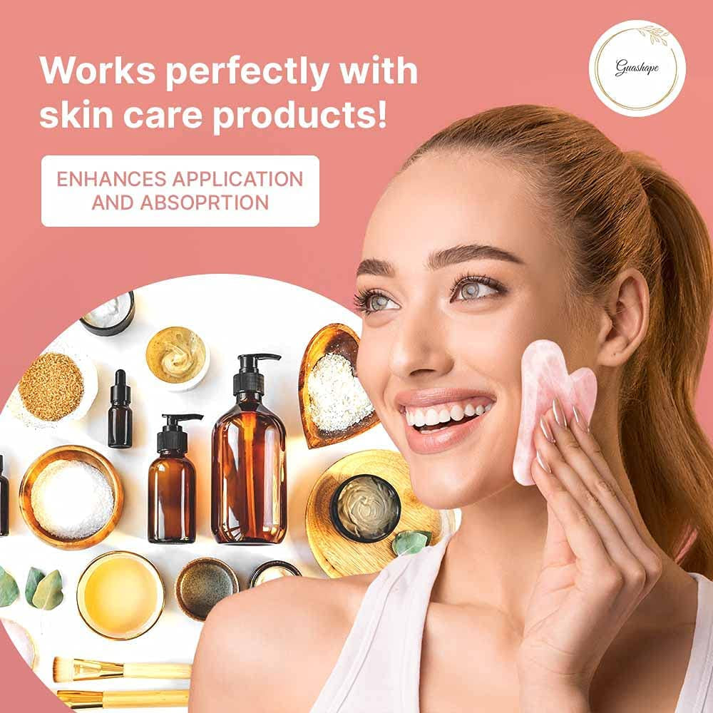 GUASHAPE Gua Sha Facial Tools, Face Stone, Natural Rose Quartz Gua Sha Stone, Guasha Tool for Face Sculpting, Shaping, Reduce Puffiness, Tension Relief, Gua Sha Massage Tool for Face, Eyes and Body Health & Beauty > Personal Care > Cosmetics > Cosmetic Tools > Skin Care Tools GUASHAPE