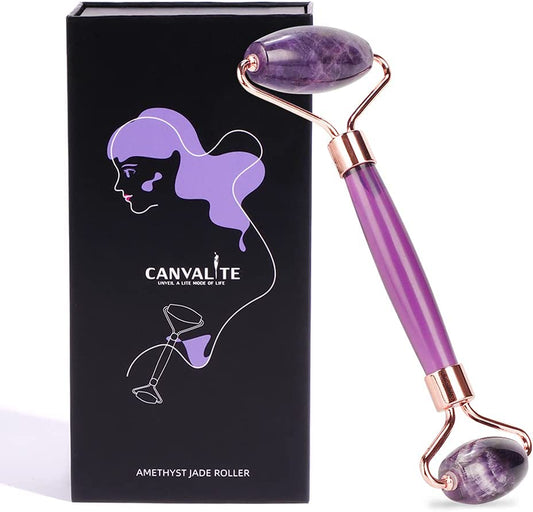 Canvalite Jade Roller for Face, 100% Amethyst Natural Face Roller Skin Care Tools for Puffy Eyes Relief anti Aging, Face Massager for Women Reduce Wrinkles Dark Circles Fine Lines Jade Facial Roller Health & Beauty > Personal Care > Cosmetics > Cosmetic Tools > Skin Care Tools CANVALITE