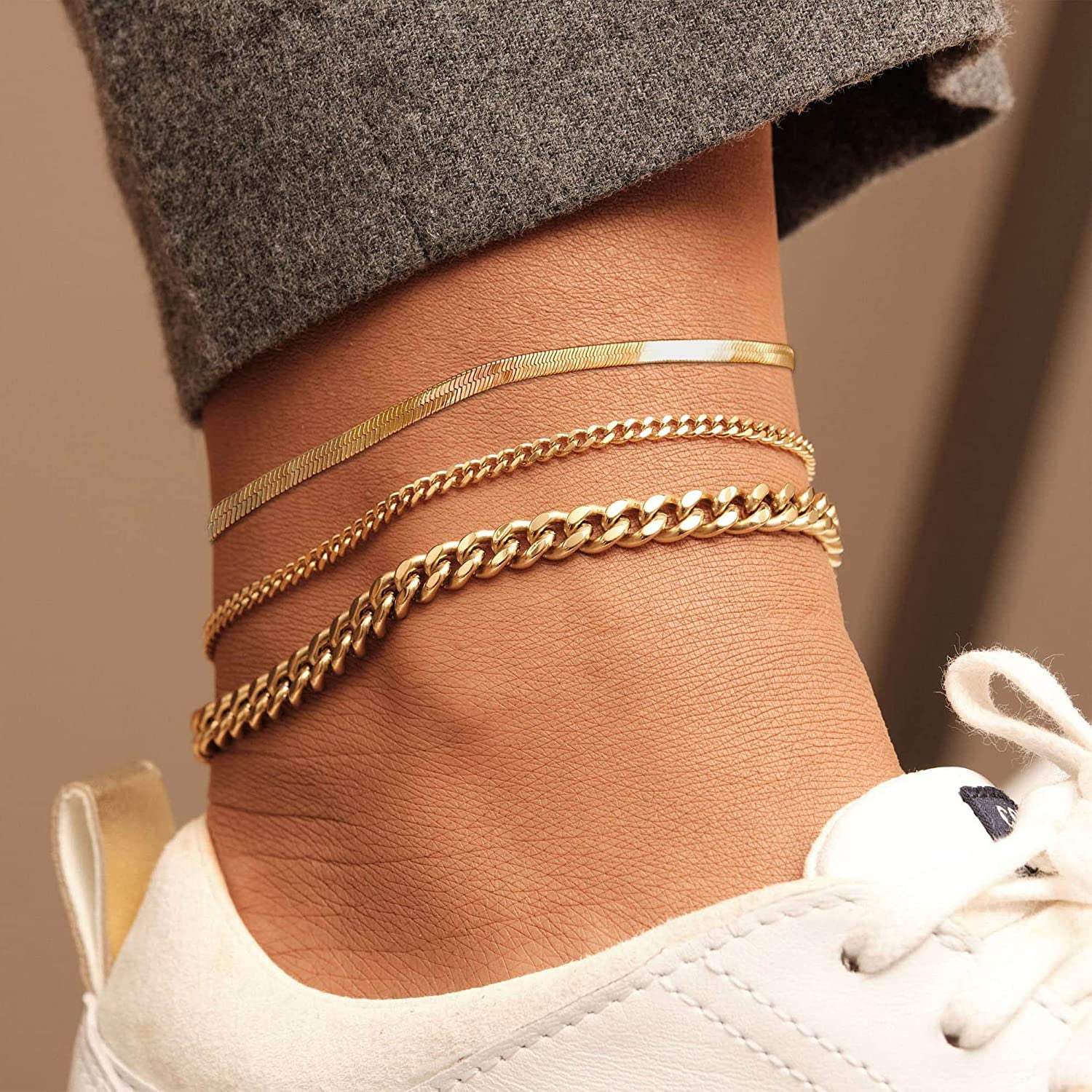 DEARMAY Gold Anklets for Women 14K Gold Ankle Bracelets for Women Waterproof Cuban Link Anklets Set Layered Anklet Bracelets for Women Anklet for Women Gold Jewelry Gift Apparel & Accessories > Jewelry > Anklets DEARMAY