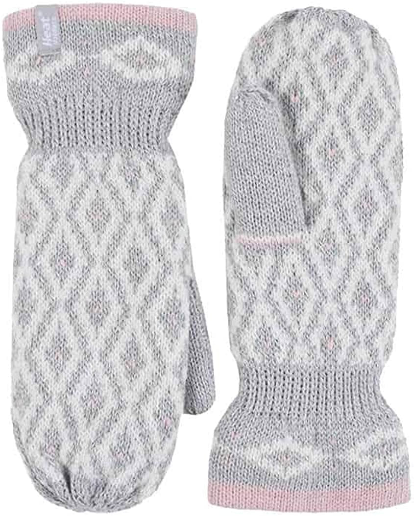 Heat Holders - Womens Warm Fleece Lined Thermal Cold Weather Knit Winter Mittens Apparel & Accessories > Clothing Accessories > Gloves & Mittens HEAT HOLDERS Light Grey One Size