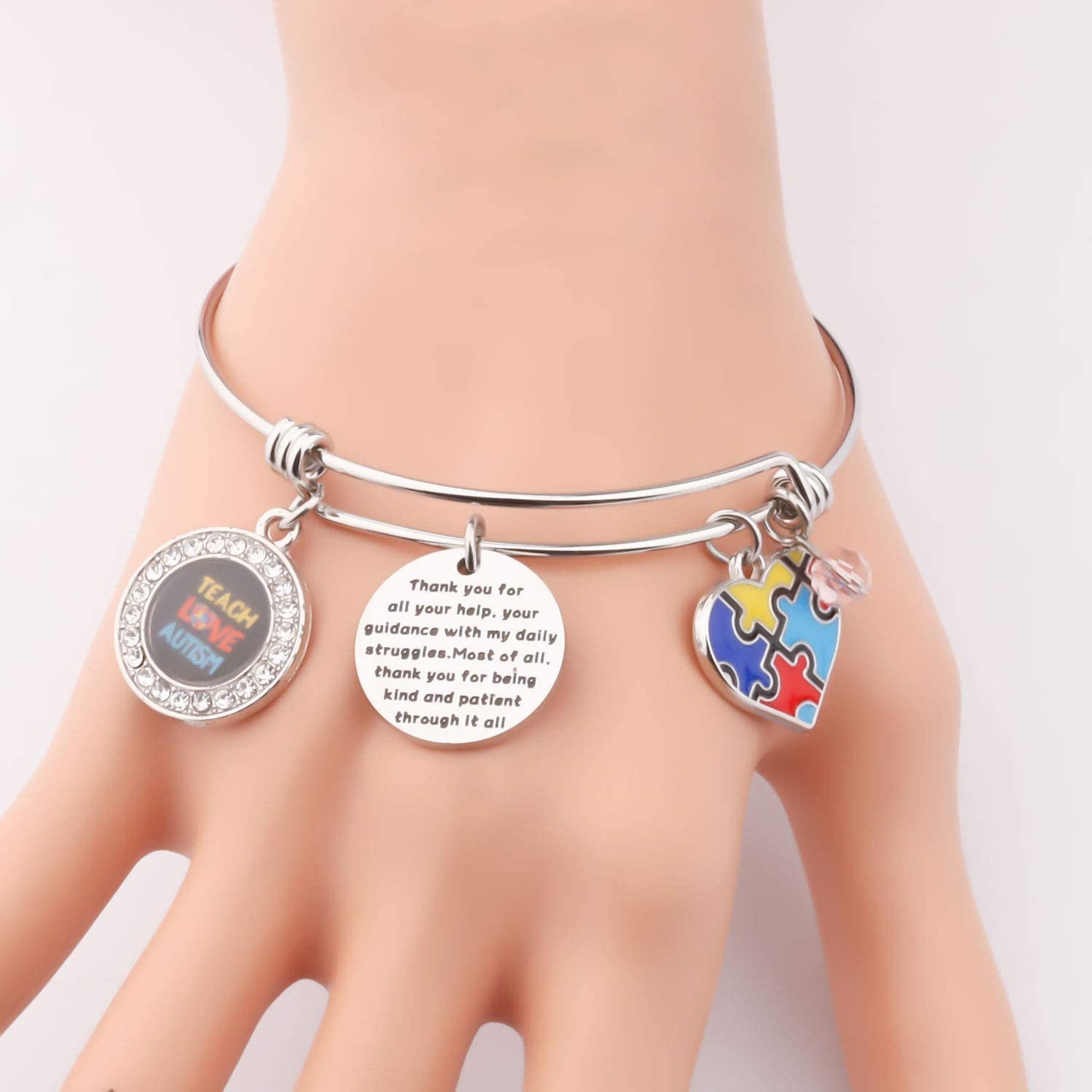 UJIMS Autism Teacher Quote Gifts SPED Teacher Bracelet Thank You for All Your Help Appreciation Jewelry for PPCD Teacher Educator Gift Apparel & Accessories > Jewelry > Bracelets UJIMS