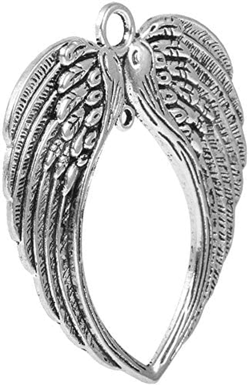 5Pcs Angel Wing Pendant Charms Beads for Jewelry Making Purse Pendant Charms Ornaments - Antique Silver