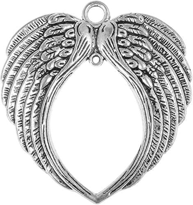 5Pcs Angel Wing Pendant Charms Beads for Jewelry Making Purse Pendant Charms Ornaments - Antique Silver