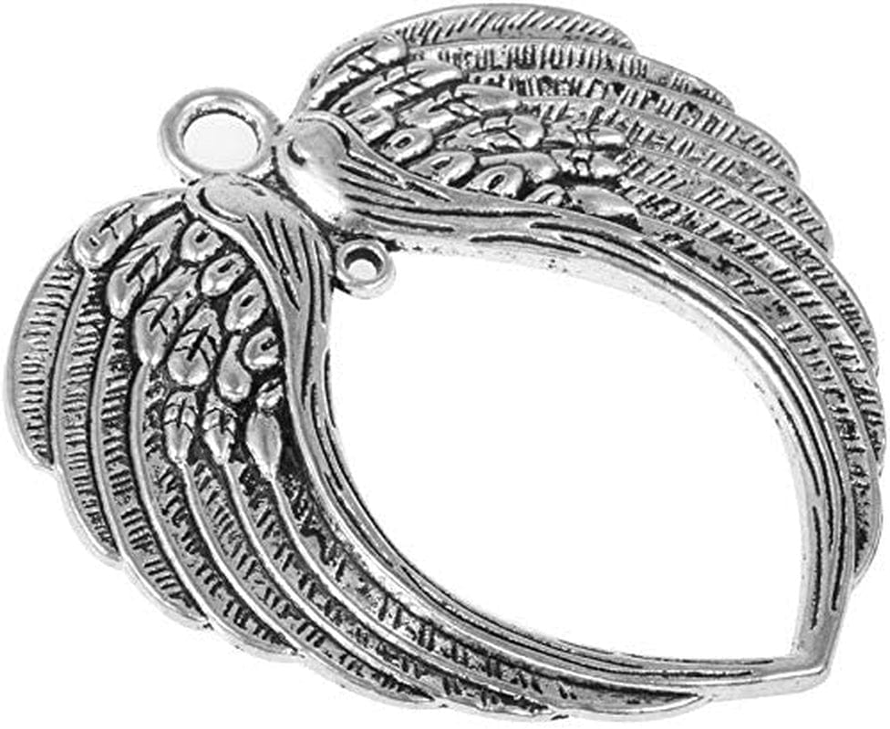 5Pcs Angel Wing Pendant Charms Beads for Jewelry Making Purse Pendant Charms Ornaments - Antique Silver