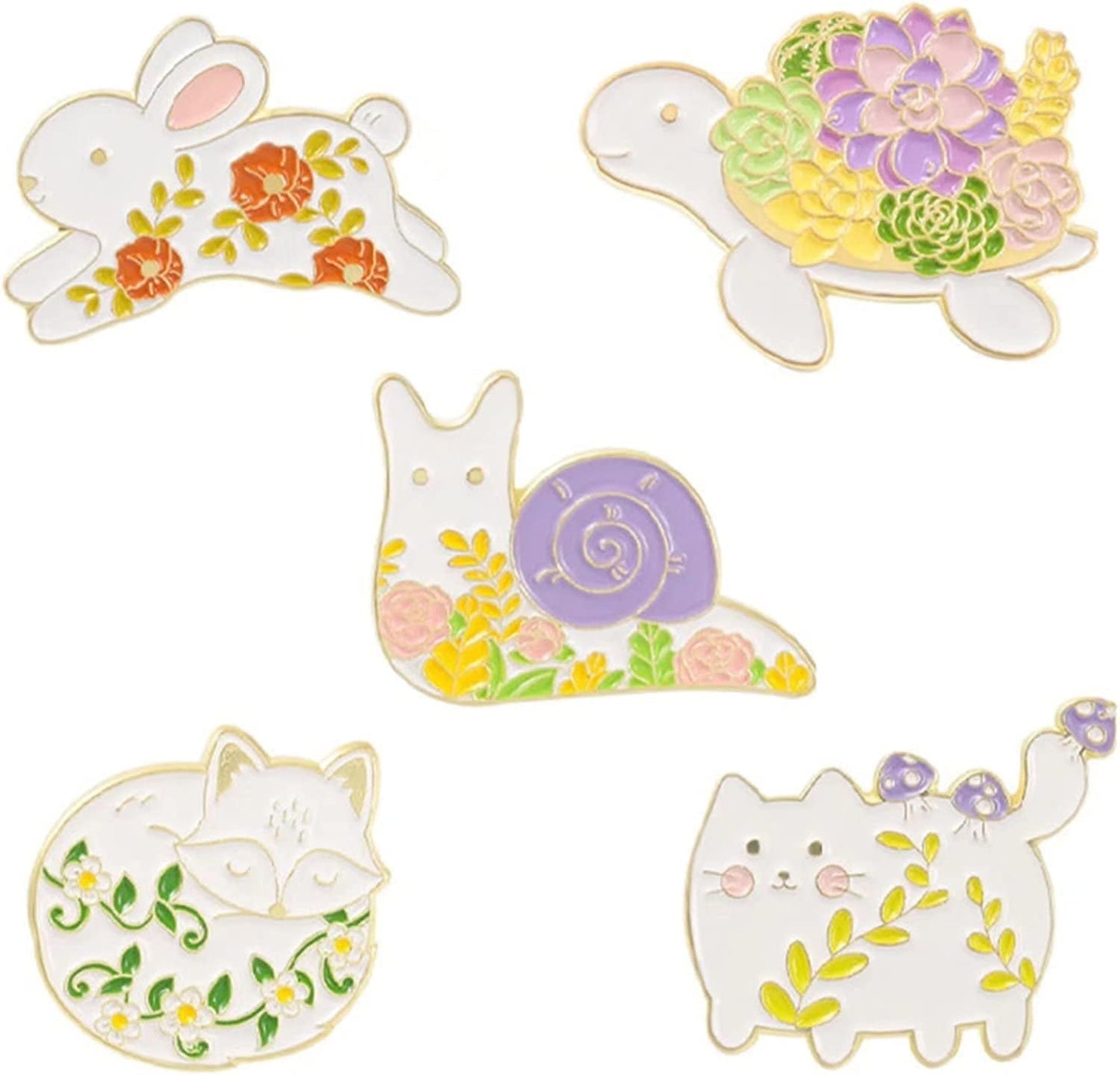 5Pcs Enamel Pins for Backpacks Cute Lapel Pins Set Cool Hat Pins Funny Brooch Women Gift Flower Animals