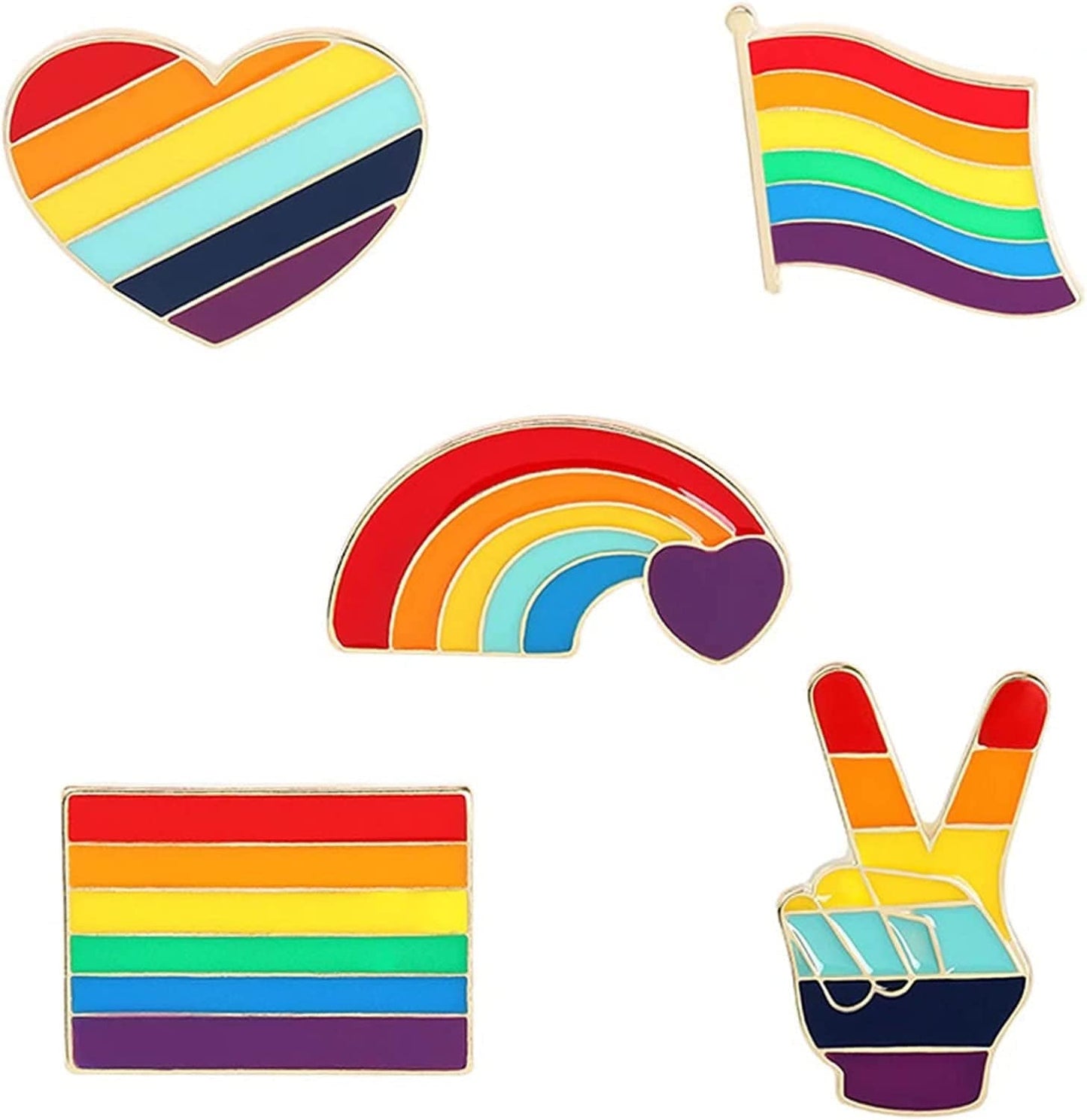 5Pcs Enamel Pins for Backpacks Cute Lapel Pins Set Cool Hat Pins Funny Brooch Women Gift Rainbow